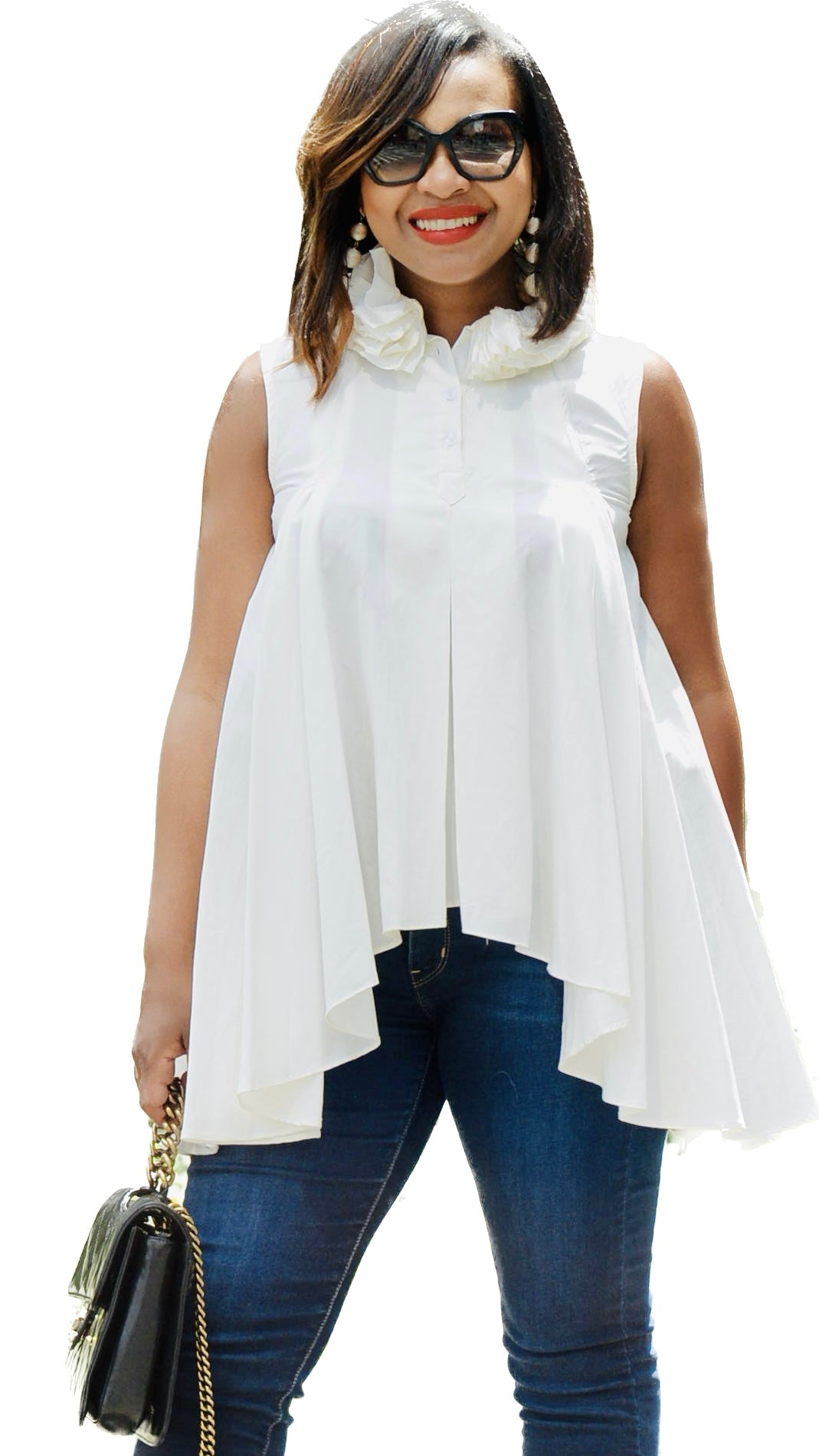 High Neck Ruffled Top